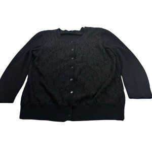 Talbots Women's Size Medium Front Button Closure Knit Sweater Top Black Preowned